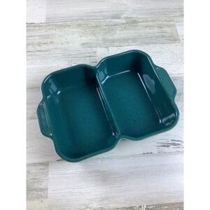 Denby Harlequin Divided Casserole Vegetable Serve Dish Blue Green Speck England